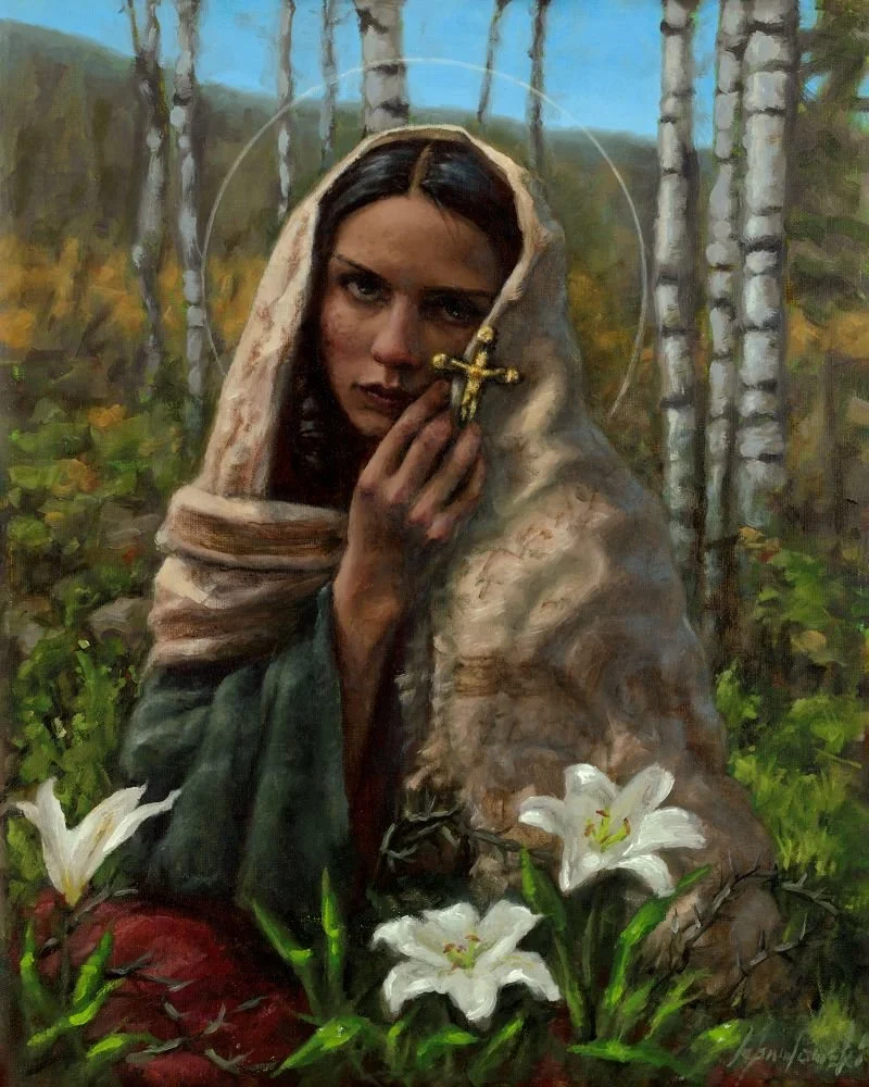 BuonappetitoCristaseya×LILLYDELSALONETEE Saint Kateri Tekakwitha Oil Painting — Paradise Found Studio